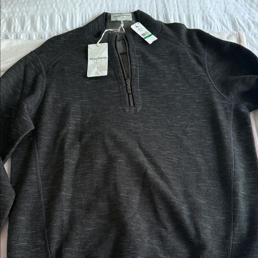 Tommy Bahama Charcoal Zip-Up Sweater